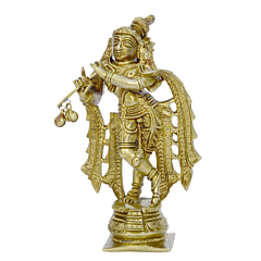 Brass Krishna Standing Medium Idol KBH00840