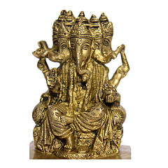 Brass Ganesha with Flower Sitting Idol KBH00875