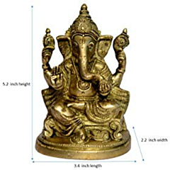 Brass Ganesha Sitting on Bajath Idol KBH00898