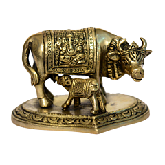 Brass cow with small Calf 3 Inch KBH01013