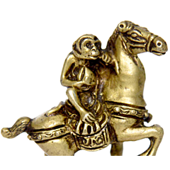 Brass monkey sitting on horse | KBH01042