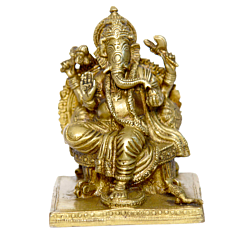 Brass rajvadi Ganesha 5 Inch | KBH01044
