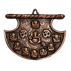 Black Metal Fan Shape Ashtamangala Ganesha Wall Hanging KBH01088