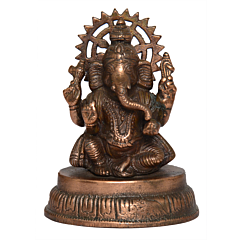 Black Metal Ganesha Statue with Round Base KBH01096