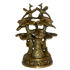 Brass Radha Krishna With Tree Small With Peacock Idol KBH01188