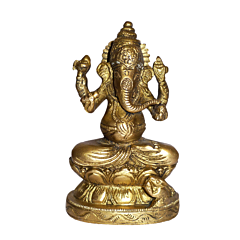 Brass Ganesha Sitting on Kamal Idol KBH01374