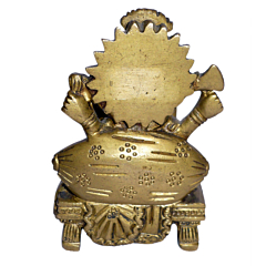 Brass Ganesha Sitting on Bajath & Takiya Idol KBH01378