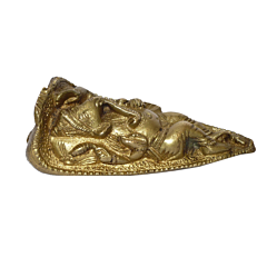Brass Ganesha Sleeping on Pan Small Idol KBH01395