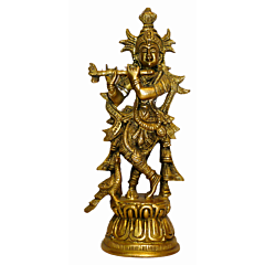 Brass Krishna Standing Mid Idol KBH01521