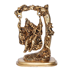 Brass Radha Krishna Jhula Mid Idol KBH01654