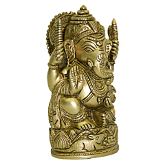 Brass Sitting Kamal Ganesha Idol KBH02839