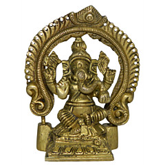 Brass Kaman Ganesh Sitting Idol KBH03748