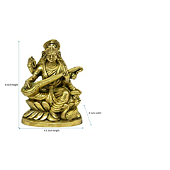 Brass Saraswati Sitting on Kamal Idol KBH03999