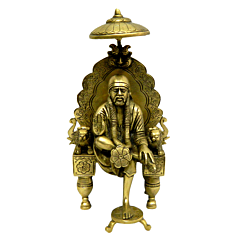 Brass Saibaba Sitting on Umbrella Idol KBH04118