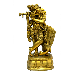 Brass Krishna Standing Idol KBH04128