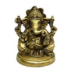 Brass Ganesh Round Base Idol KBH04132