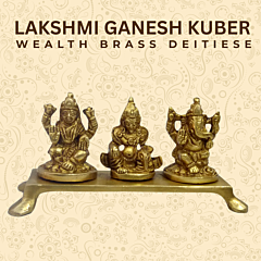 Brass Ganesh laxmi kuber on bajath Collectible Statue  KBH04703