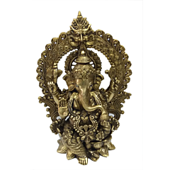 Brass Kaman Ganesha Collectible Statue Idol KBH04708