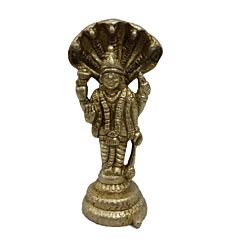 Brass Lord Vishnu Standing with Sheshnag Collectible Statue Idol KBH04787