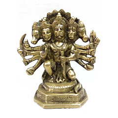 Brass Panchmukhi Hanuman Sitting Collectible Statue Idol KBH04811