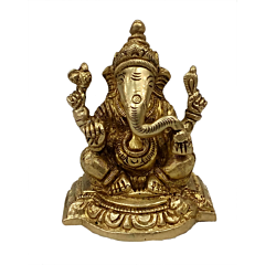Brass Ganesh Sitting on Bajath Idol KBH04851 