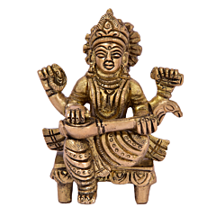 Brass Saraswati Maa Sitting Statue Idol KBH04978