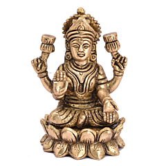 Brass Laxmi Maa Sitting on Kamal Statue Idol KBH04996