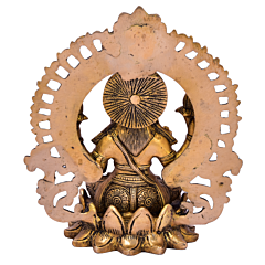 Brass Kaman Sitting on Kamal with Goddess Laxmi Statue Idol KBH05027