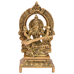 Brass Kamal Saraswati Fine Work Statue Idol KBH05069