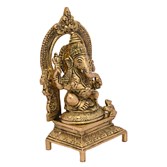 Brass Kamal Ganesh Fine Work Statue Idol KBH05070