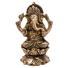 Brass Ganesh Sitting Statue Idol KBH05118