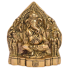 Brass Ganesh with Riddhi Siddhi Statue Idol KBH05125