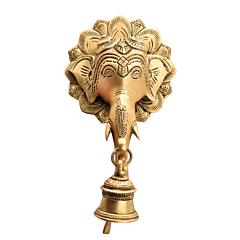 Brass Elephant Face Wall Hanging KBH05341