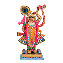Brass Shreenathji Statue with Colour Work Idol KBH05387