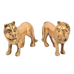 Brass Lion Pair Figurines KBH05406
