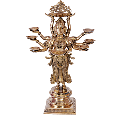Brass Dashabhuja Deep Lady Statue KBH06710