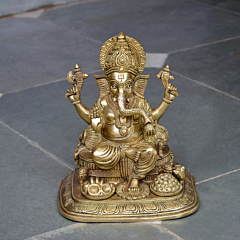 Brass Prasad Ganesha Idol KBH06716