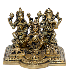 Brass Laxmi Ganesha with Kuber Dhan Yantra KBH06993