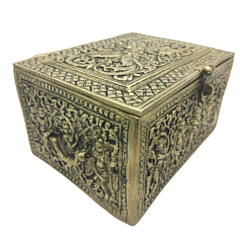 Brass Jewelry Box Lady & Peacock Carving KBH07123