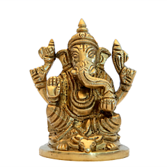 Brass Ganesha on Rat Idol 3 Inch KBH07136