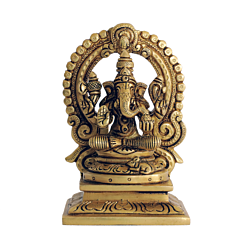 Brass Kaman Ganesh Sitting KBH07217