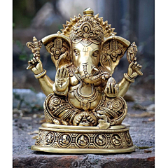 Brass Ashtavinayak Ganesha Sitting on Bajath Idol KBH07264
