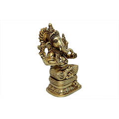 Brass Ganesha Sitting on Bajath Idol BH07293