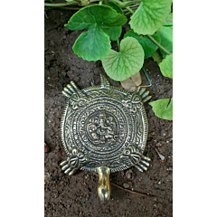 Brass Tortoise with Ganesh Carving Idol BH07345