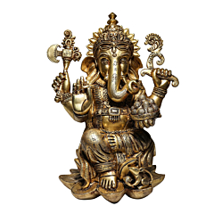 Brass Large Kamal Ganesh Idol KBH07462