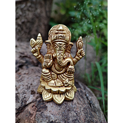 Brass Kamal Sitting Ganesh Idol KBH07512