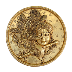 Brass Krishna Plate KBH08052