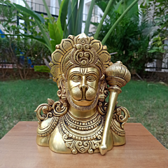 Brass Hanuman Face with Gada 8 Inch KBH08217