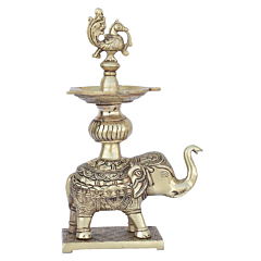 Brass Elephant Peacock Diya KBH08225