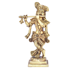 Brass Lord Krishna on Square Base KBH08228